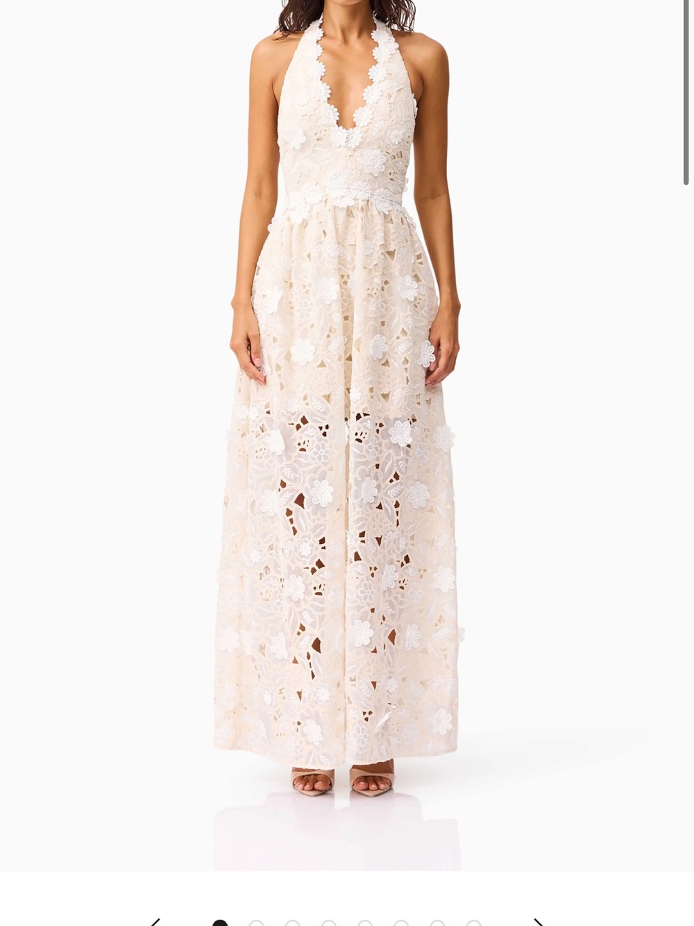 Elliatt Ivory Floral Lace Halter Maxi Dress